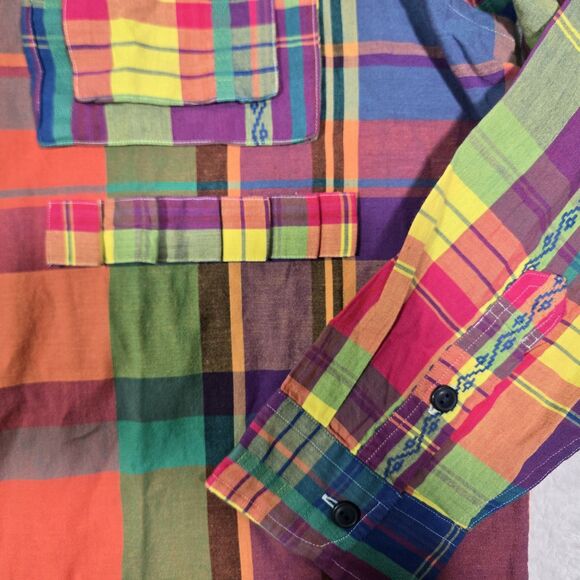 Polo Ralph Lauren Mens XL Fun Shirt Ornament Madras Utility Classic Patchwork - Picture 6 of 12